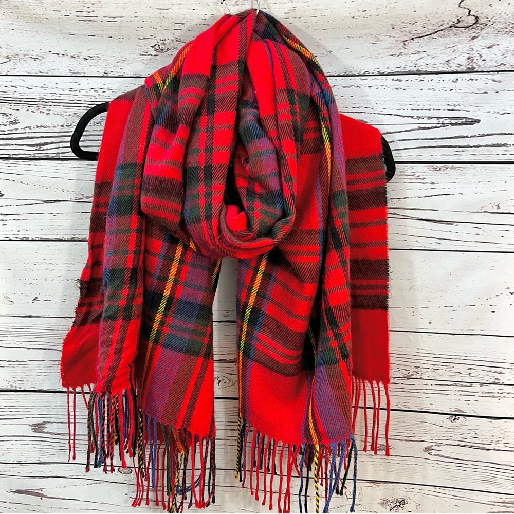 Red Plaid Blanket Scarf Wrap